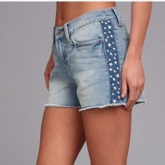 Lucky Brand Pants - Lucky Brand Malibu Star Embroidered Cutoff Jean Shorts 14/32